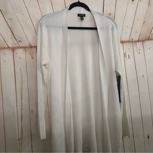 Jones New York Elegant Cream Open-Front Cardigan